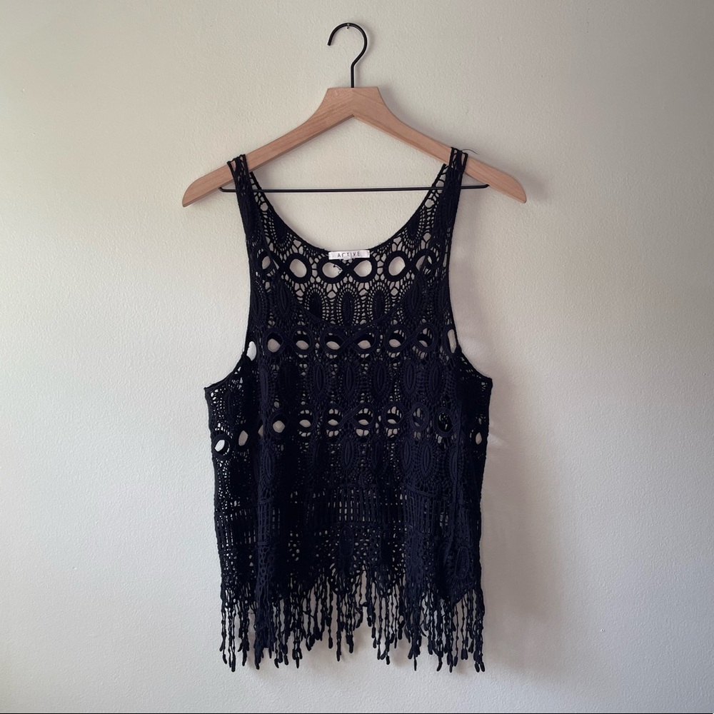 Active Crochet Tank in Black Size Small